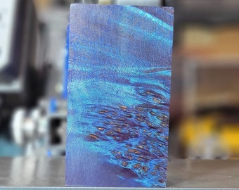 Knife Handle Material- Stabilized & Dyed Maple Burl Block- Electric Blue (1-15/16"x3"x5-5/16")