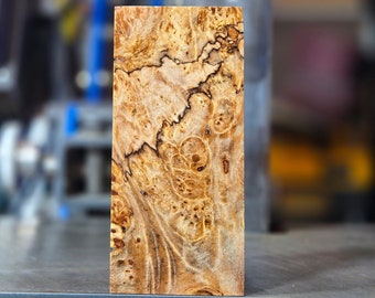 Knife Handle Material or Wood Turning Blank -Stabilized Spalted Maple Burl Block (2-3/16"x2-3/16"x4-13/16")