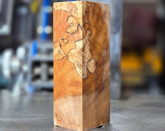 Knife Handle Material or Wood Turning Blank - Stabilized Ambrosia Maple Burl Block (1-1/2"x1-13/16"x4-7/8")