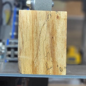 Knife Handle Material or Wood Turning Blank - Premium Quality, Stabilized Spalted Figured Maple Burl Block (2-1/2&quot;x4-3/16&quot;x5-1/2&quot;)