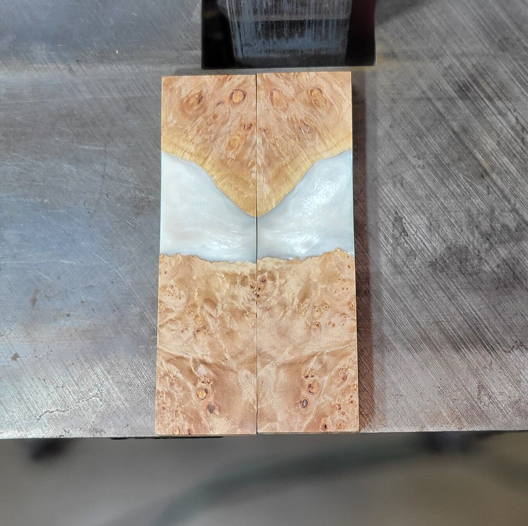 Knife Scales Hybrid Stabilized Maple Burl & Alumilite Resin Etsy
