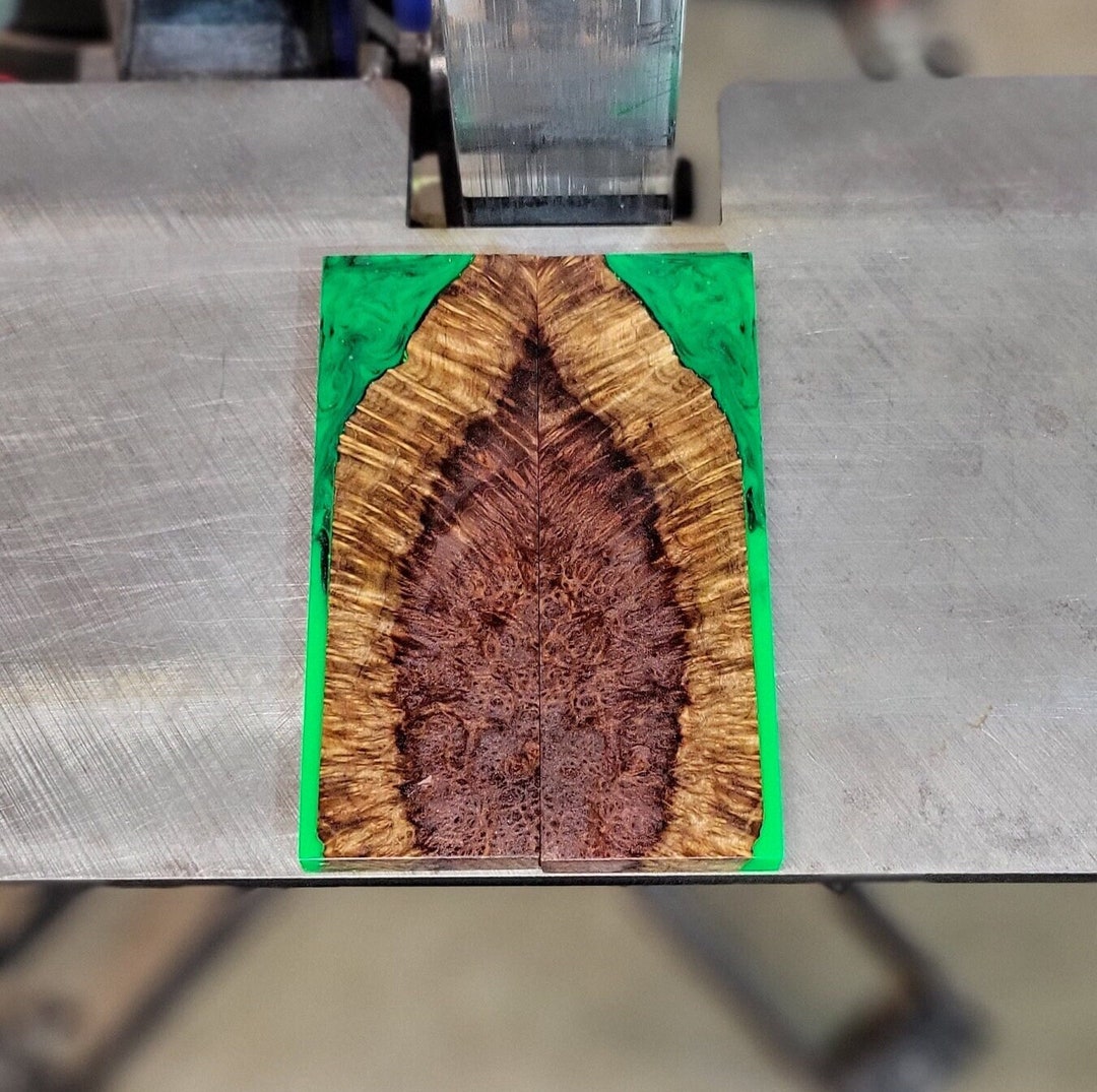 Knife Scales Hybrid Stabilized Redwood Brain Burl Lace & Alumilite