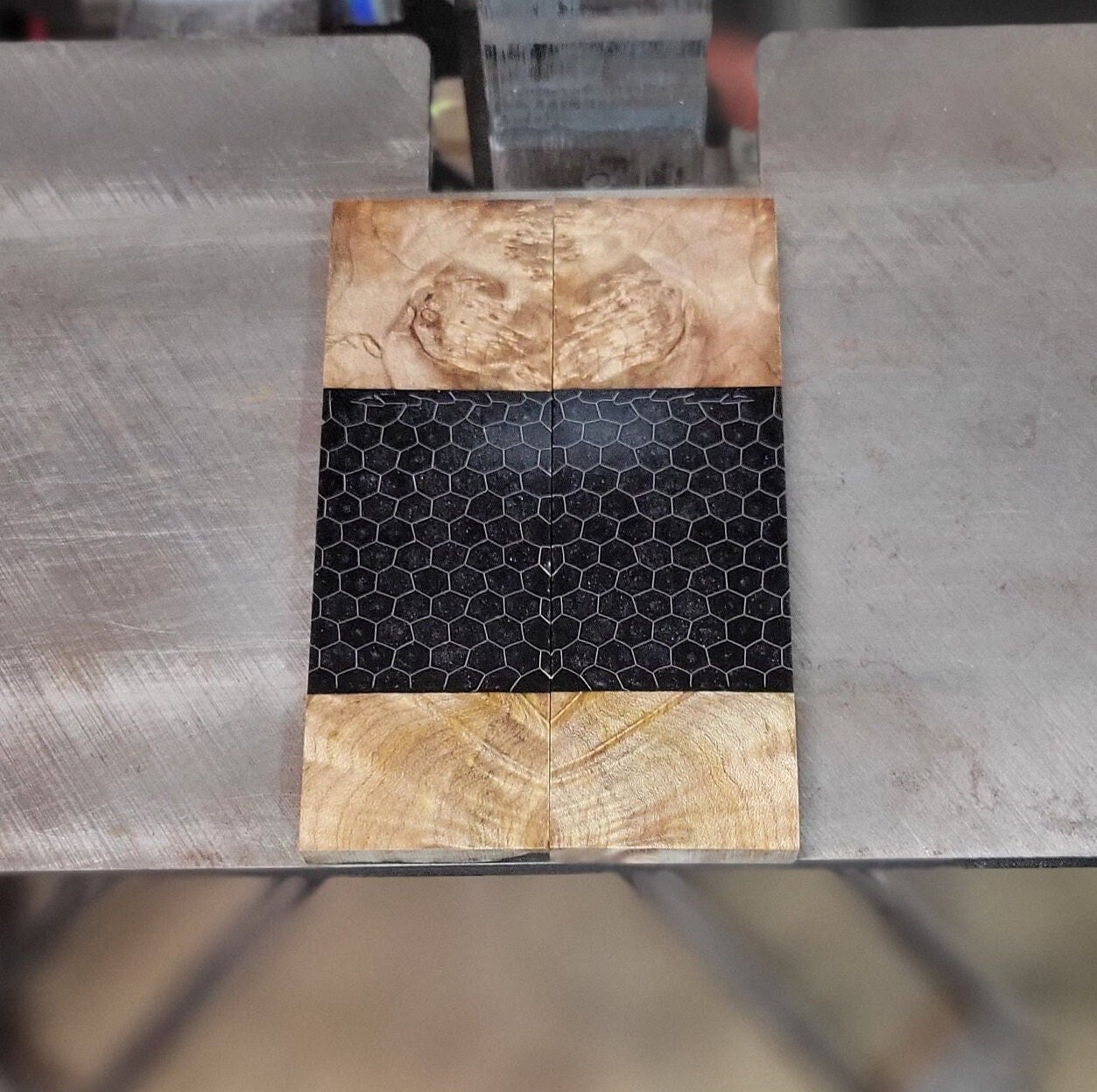 Knife Scales Hybrid Stabilized Spalted Maple Burl Aluminum Etsy