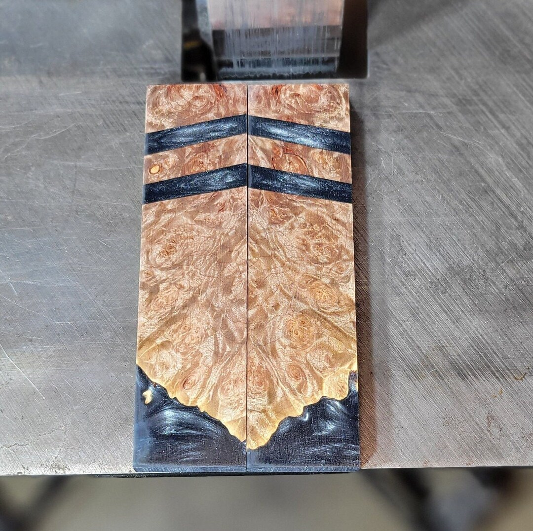 Knife Scales Hybrid Stabilized Maple Burl & Alumilite Resin Etsy