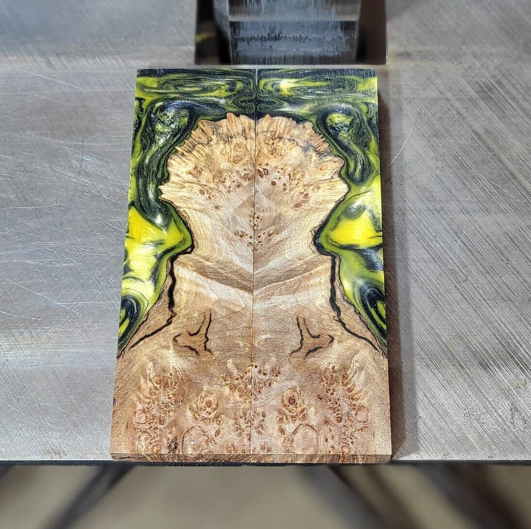 Knife Scales Hybrid Stabilized Maple Burl and Alumilite Etsy