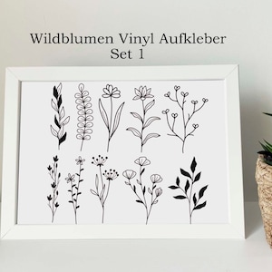 Sticker | Wildflowers | Spring | window pictures | mirror | door | 10 Pcs Set Vinyl Sticker Set1