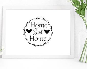 Aufkleber Kranz  "Home Sweet Home" | Fensterbild | Spiegel | Tür | Glassticker | Viny Aufkleber |