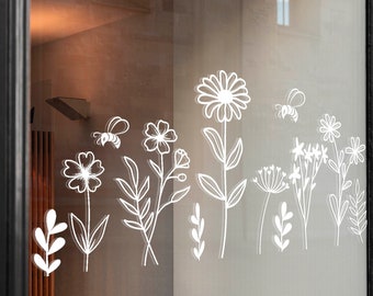 Aufkleber | Wildblumenwiese | Frühlingswiese | Fensterbild | Spiegel | Tür | Glassticker | Vinyl Aufkleber |