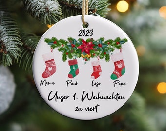 Weihnachtsanhänger personalisiert, unser erstes Weihnachten, Keramik Anhänger, Weihnachten