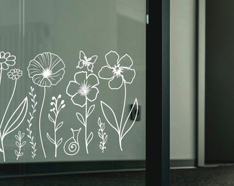 Aufkleber | Wildblumenwiese Nr. 3 | Frühlingswiese | Fensterbild | Spiegel | Tür | Glassticker | Vinyl Aufkleber |