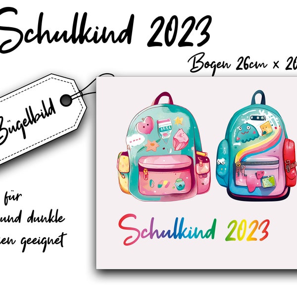 Bügelbild Schulkind 2023