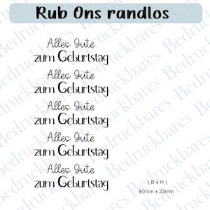 Rub Ons randlos Alles Gute zum Geburtstag, rub on glänzend, leicht erhaben, weiß oder schwarz RB24144