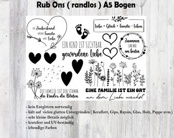 Rub Ons  Familie, A5, Transfer Sticker, für Keraflott, Holz, Glas, Raysin