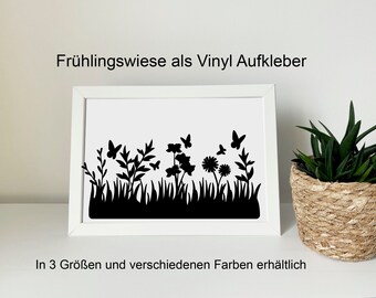 Aufkleber | Frühlingswiese | Frühlingsdeko | Fensterbilder | Spiegel | Tür | Vinyl Aufkleber | 3 größen |