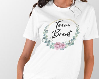 Bügelbild Braut | DIY T Shirt |Team Braut | |JGA Team Braut | Hochzeit| Eukalyptus