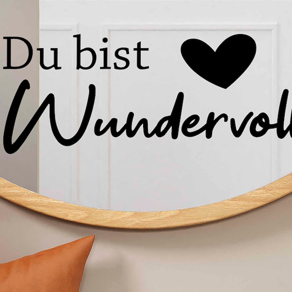 Spiegelaufkleber  "Du bist Wundervoll" badezimmer dekoration, aufkleber für Spiegel,aufkleber badezimmer spiegel