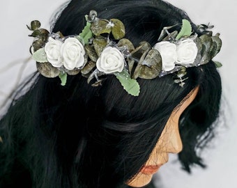 Eucalyptus crown - dried Flower crown -  Wedding flower wreath - flower headband - Bridgesmaids crown -  Meadow wedding summer bridal crown