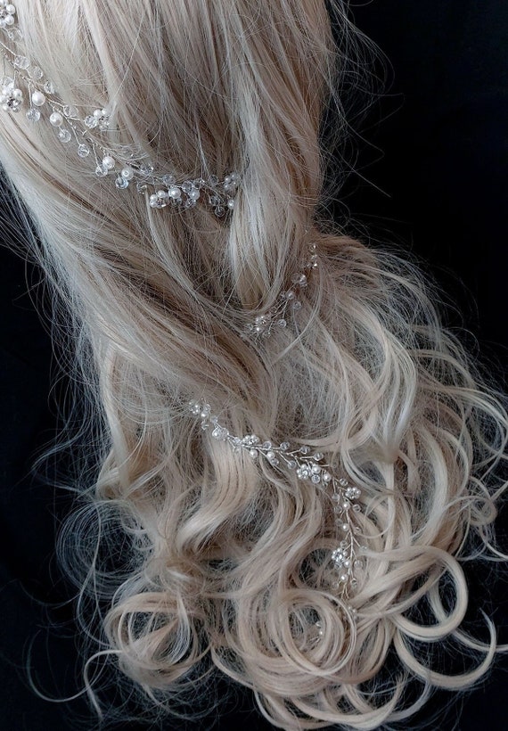 Crystal pearl bridal hair vine, wedding adornment Amazon.com : Handmade Bridal Hair Clip Custom Style Pearl  main image 2