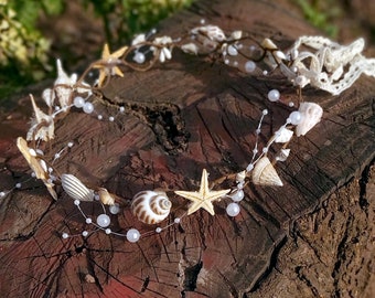 Bohemian Beach Crown, Beach Bridal Hair Accessory, Starfish  display picture 1