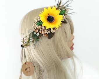 Sunflower Wedding Crown, Summer Party Headband