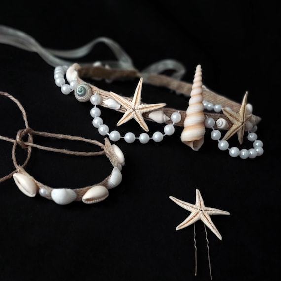 Corona da sirena per bambini, costume da sirena, set di fascia per capelli, forcina e braccialetto, fascia per capelli con conchiglia per bambina - Italia