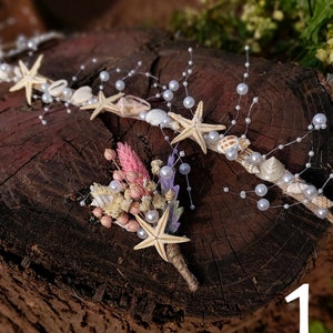 Mermaid Headband and Boutonniere Set, Starfish Seashell Headband