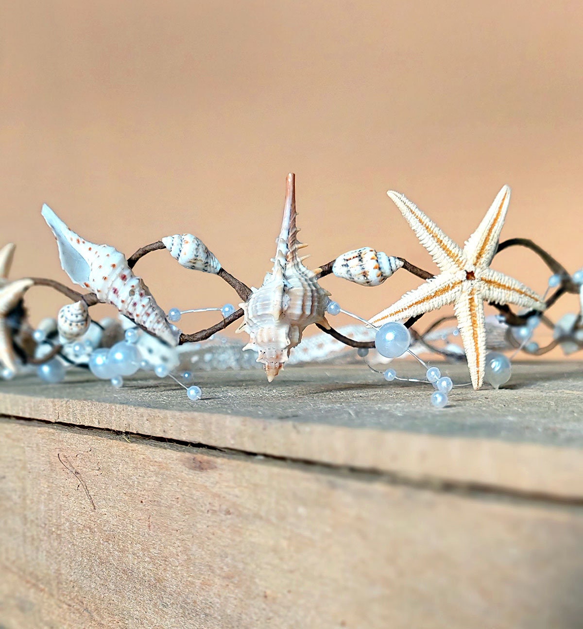 Bohemian Beach Crown, Beach Bridal Hair Accessory, Starfish  display picture 1