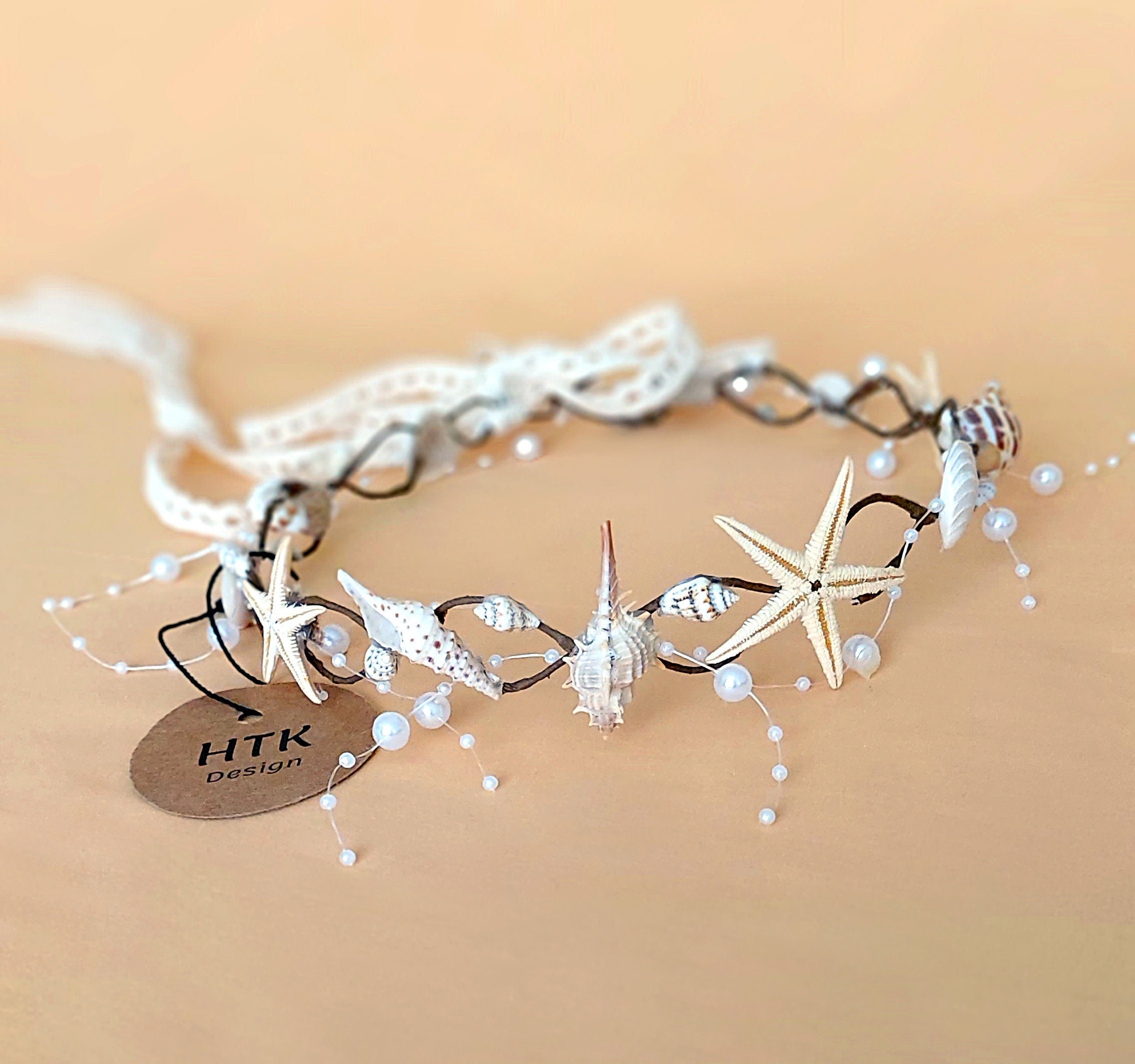 Bohemian Beach Crown, Beach Bridal Hair Accessory, Starfish 