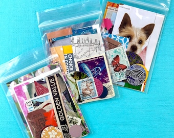 MINI COLLAGE SET of 3 Kits Small Paper Ephemera Artist Trading Cards Bundle