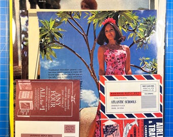 JUMBO VINTAGE MAGAZINE Pages Paper Ephemera Pack 50+ Pieces 1920s through 1970s Collage Art