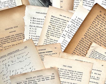 VINTAGE BOOK PAGES Old Paper 20+ pages for Junk Journals Collage Art Naturally Aged