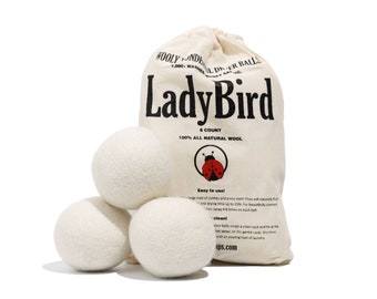 6 Eco-Friendly Wool Dryer Balls - Natural Fabric Softener, Handmade, Reusable, Reduces Drying Time