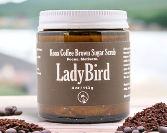 Kona Coffee Brown Sugar Scrub - Invigorating Exfoliation, Energizing, Handcrafted with Simple, Natural, Vegan Ingredients