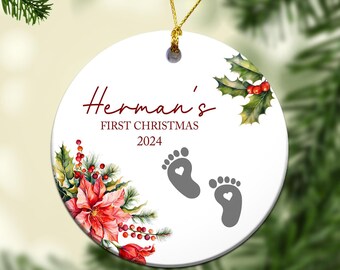 Baby First Christmas Ornament 2024, Personalized Ornaments, Christmas Ornaments, Christmas Decorations, Baby Gifts, Baby Shower Gifts