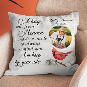 A Hug Sent From Heaven Pillow, Custom Pillow Cover, Throw Pillows, Sympathy Gifts For Loss Of Loved One, Condolence Gifts, Grief Gifts