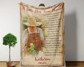 Custom Blanket, A Little Hug From Heaven Blanket, Throw Blanket, Sympathy Gifts For Loss Of Loved One, Memorial Gifts For Loss Of Mother