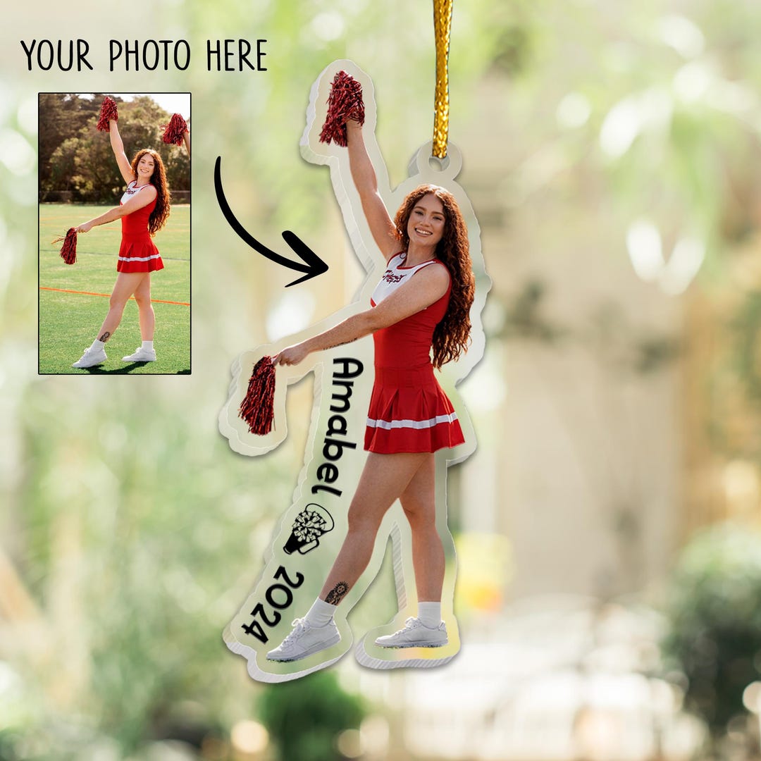 Cheerleader Christmas Ornament - Cheerleader Ornaments For Christmas Tree - Cheerleader 2 Layer Wood & Acrylic Ornament Decor 2024 - Cheerleader Gifts For Men, Women - Gifts For Cheerleader Lovers