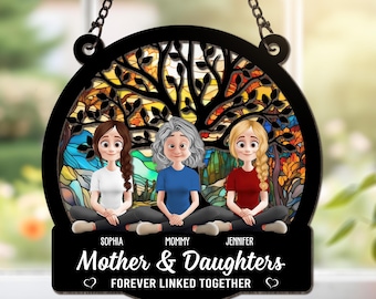 Regalos para el Día de la Madre, atrapasol personalizado para colgar en la ventana (mamá e hija), regalos de cumpleaños para mamá, abuela, regalo para madre, hija y abuela