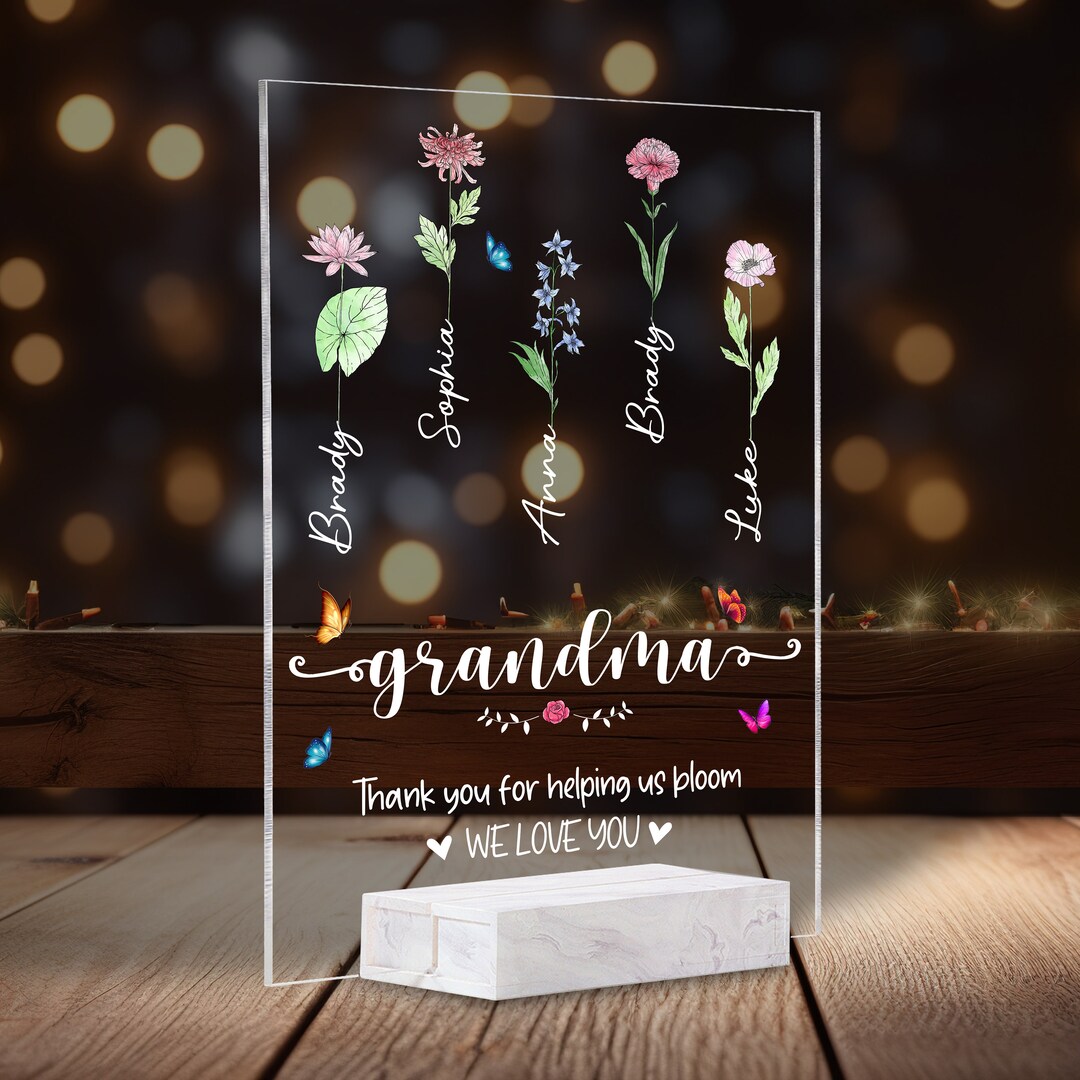 Grandma Thank You for Helping Us Bloom Acrylic Plaque, Mothers Day Gifts, Personalized Gifts for ...