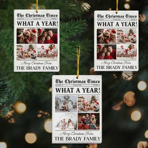 Family Christmas Ornaments, Personalized Family Photo Keepsake, Custom Family Photo Ornament, Gifts For Dad, Mom Gifts, Newspaper Ornament