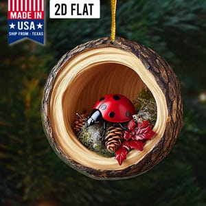 Ladybug 2D Flat Acrylic Ornament, Ladybug Lover Gift, Ladybug Christmas Ornament, Xmas Ladybug Decoration.