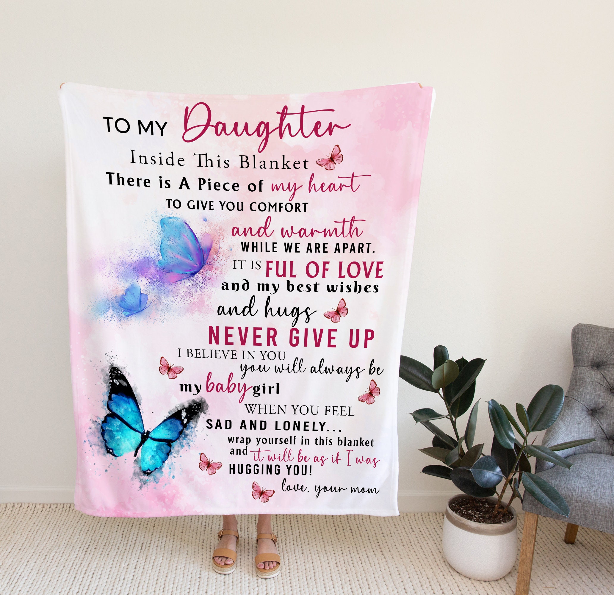 To My Daughter Blanket, Butterflies Blanket, Throw Blanket, Daughter