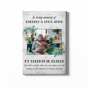 My Parents In Heaven Canvas, Memorial Gifts For Loss Of Mom, Loss Of Dad Gift, Sympathy Gifts, Loss Of Parents Memorial Frame Personalized