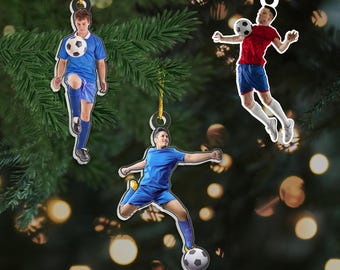 Soccer Ornament, Personalized Photo Soccer Shape Acrylic Ornament, Gifts For Soccer, Birthday, Christmas Tree Decor, Christmas Ornament