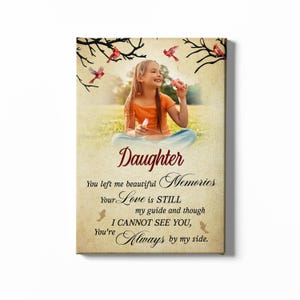 Personalized Memorial Canvas, Remembrance Wall Decor, Memorial Gifts For Loss Of Daughter, Bereavement Sympathy Gift For Loss Of Daughter