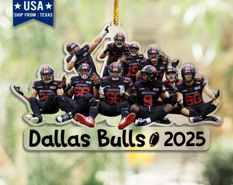 Custom Photo Football Team Ornament, Football Player Christmas Ornaments, American Football Ornament, Football Team Gifts, Christmas Gifts