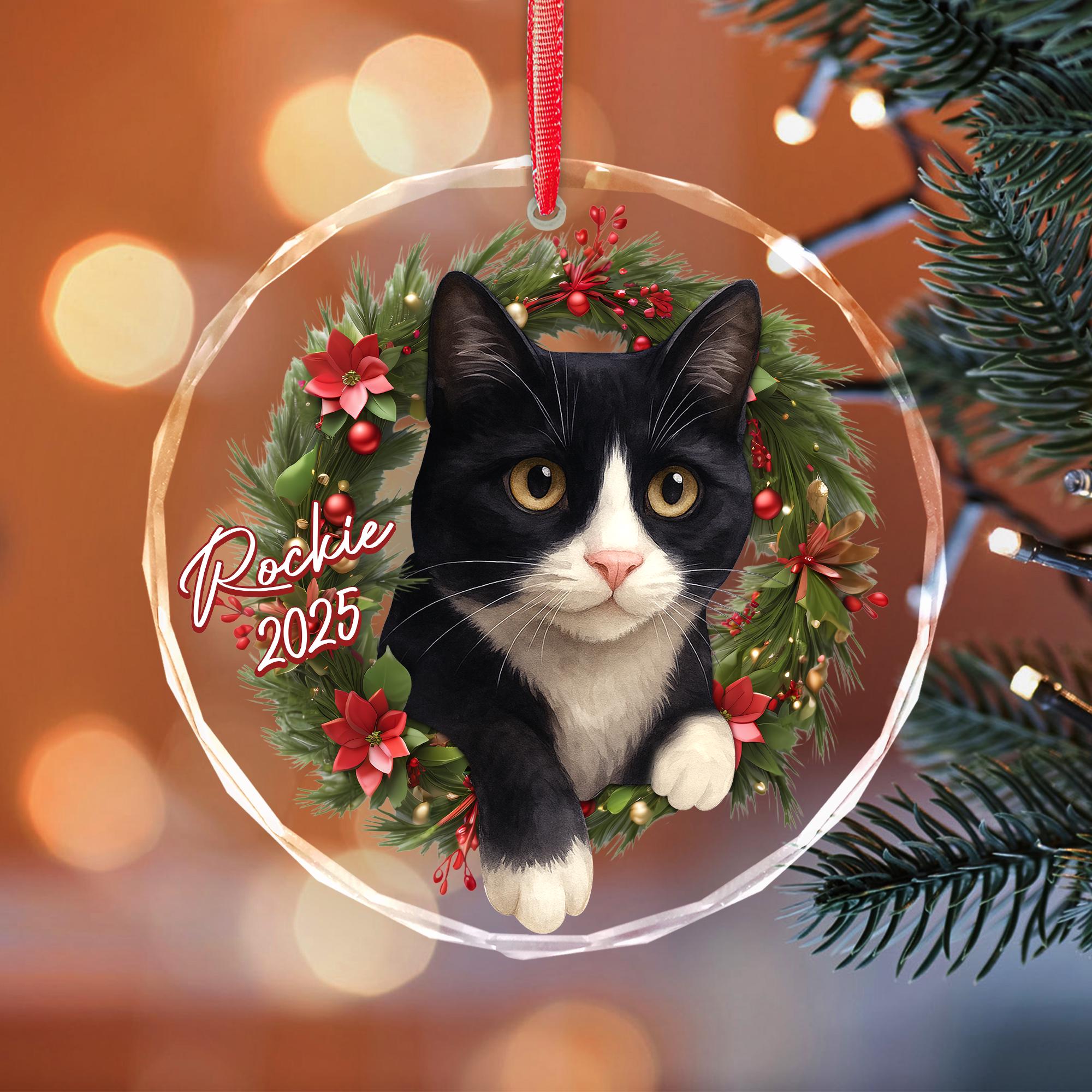 Personalized Tuxedo Cat Christmas Ornament 2025, Black and White Tuxedo ...