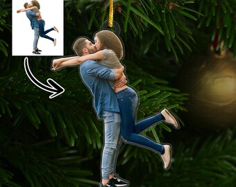 Personalized Couple Acrylic Ornaments, Couples Gifts for Her Him, Photo Ornament, Anniversary Gifts For Couple, Christmas Ornaments 2024