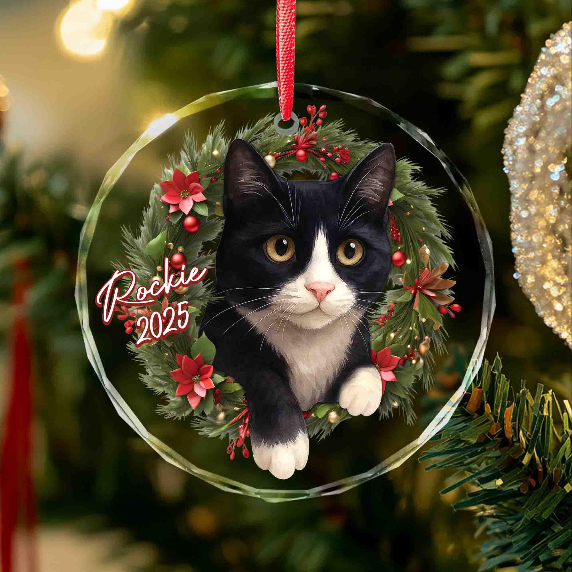 Personalized Tuxedo Cat Christmas Ornament 2025, Black and White Tuxedo ...