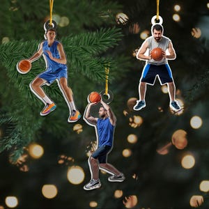 Personalized Basketball Photo Ornament, Gift For Basketball Players, Friend, Teammate, Gifts For Basketball Lovers, Christmas Ornament 2024